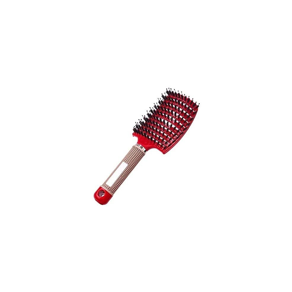 Unisex Hair Detangling Brush With Curved Vented Paddle For Blow Drying And Scalp Massage, Nonslip Handle