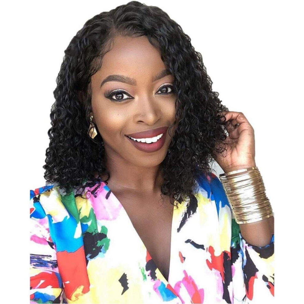 8 Inch Short Curly Lace Front Bob Wig 150 Density Brazilian Virgin Human Hair Pre Plucked Natural Hairline