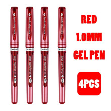 M&G Gel Pen 1.0 mm Large Brushwork Thick Head Business Office Signature Pen Student Hard Pen Calligraphy Practice Pen Red 4pcs