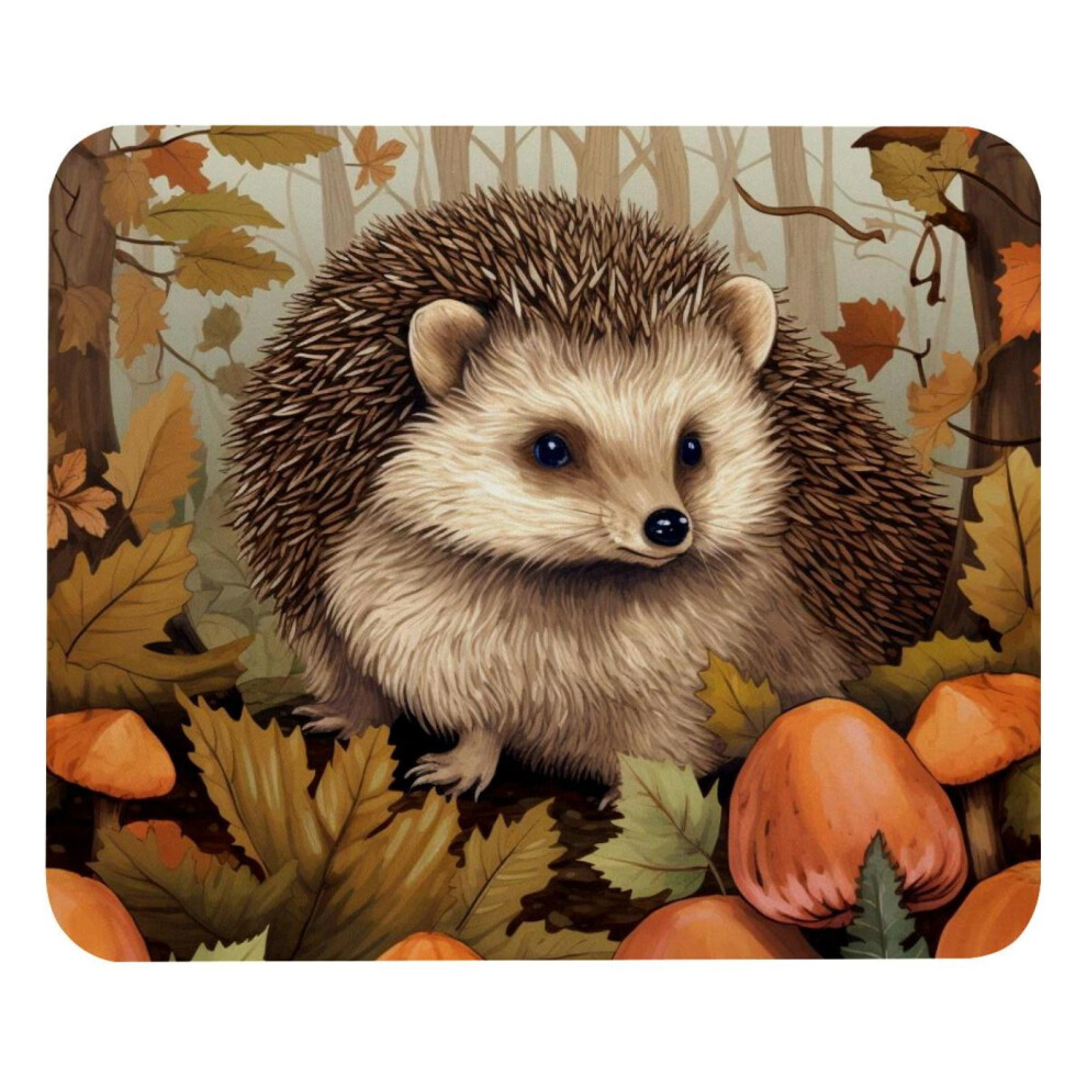 Premium Mouse Pad - Hedgehog Mushroom Maple Design - Compatible With All Mice - Comfortable Surface For Control & Accuracy - Home Office Desk Mat 9482828739576