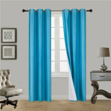 Turquoise 1-Piece Adam Solid Blackout Grommet-Top Window Curtain Panel 37" W X 84" L