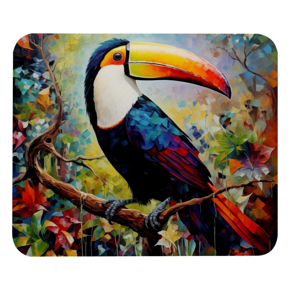 Square Mouse Pad, Non-Slip Rubber Base Computer Mousepad For Office Laptop - Toucan Branch Painted 9482828955532