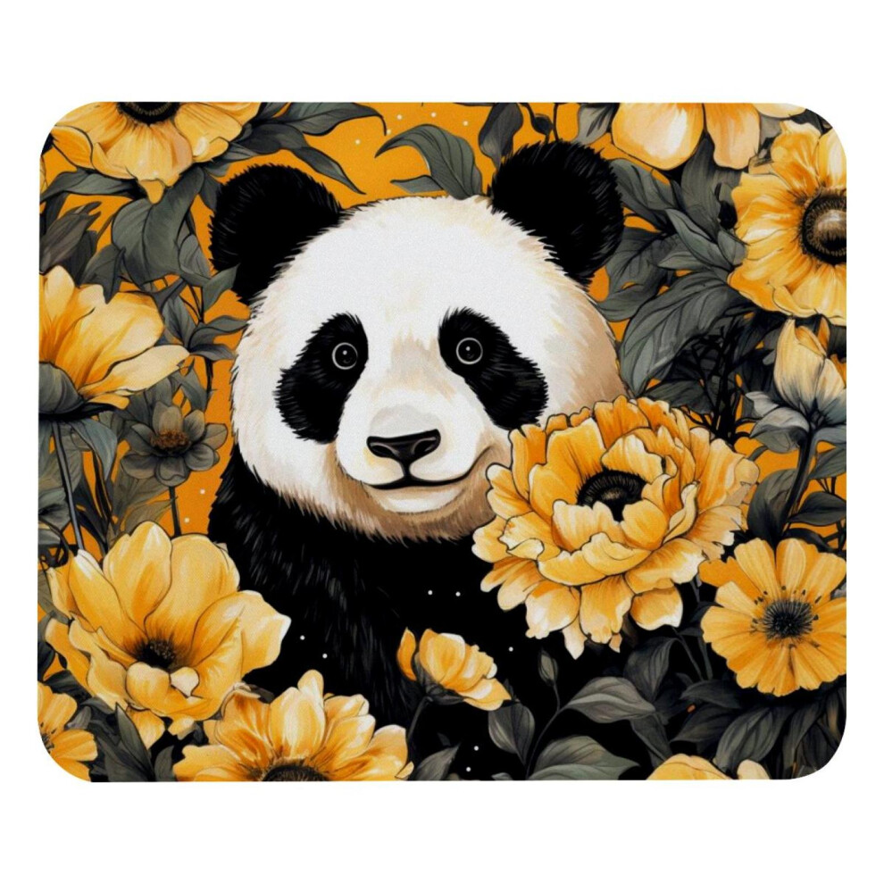 Square Mouse Pad 8.3X9.8", Cute Panda & Sunflowers Design, Stitched Edge, Non-Slip Rubber Base Â Perfect For Laptop Gaming, Home Office Decor 9482828956287