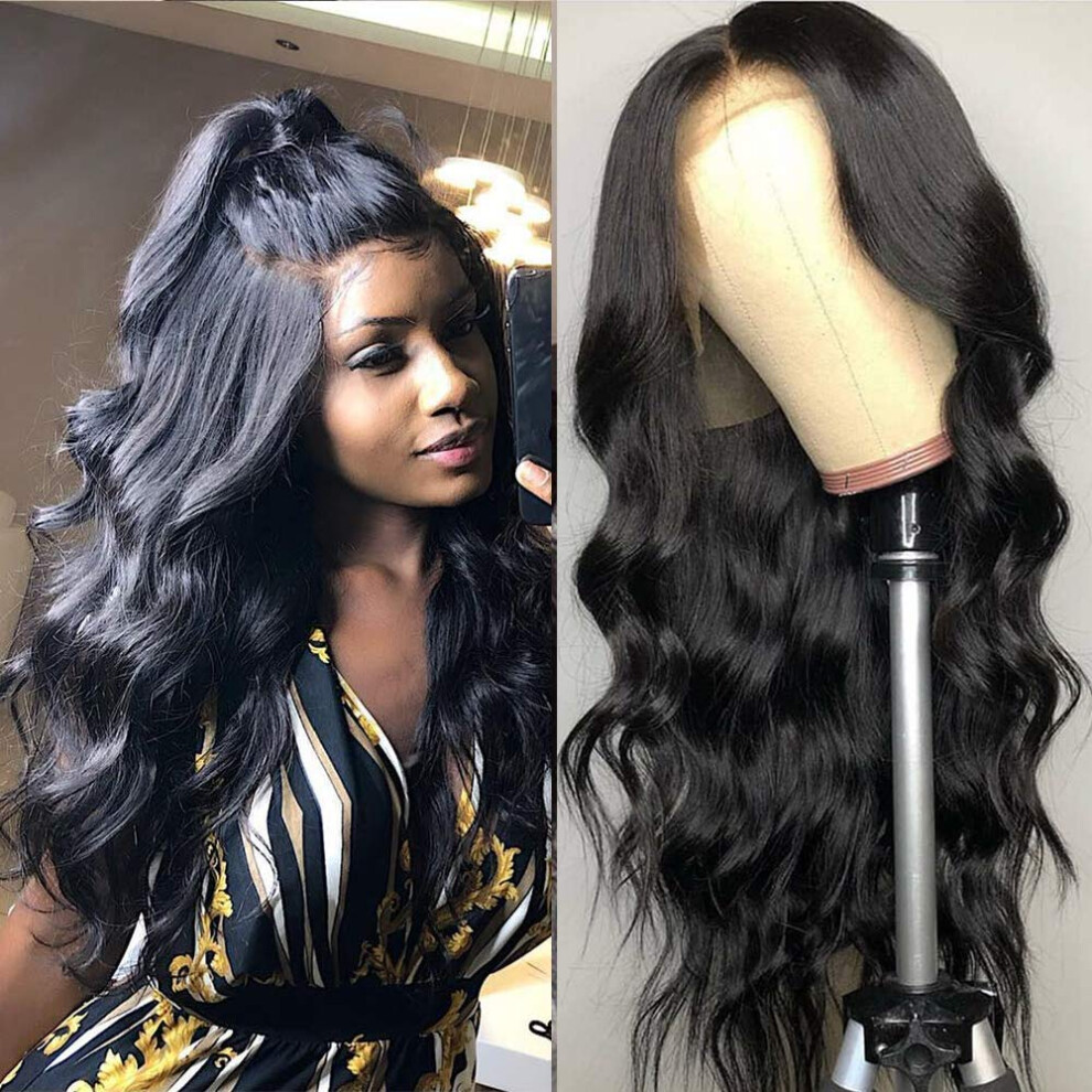 Unisex Brazilian 360 Lace Frontal Body Wave Wig 180% Density Virgin Human Hair With Baby Hair 14Inch