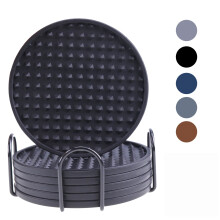 Conjunto de 6 porta-copos Hvacstar para bebidas, antiderrapantes e com ranhuras profundas, resistentes ao calor, ideais para mesas de centro (pretos).
