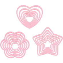18 pezzi 3 stili Tagliabiscotti in plastica Tagliabiscotti in argilla polimerica Tagliabiscotti a forma di cuore Tagliabiscotti rosa a stella e fiore