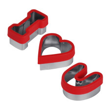 3 stk. I Love U-sandwichformer - matgodkjente, gjenbrukbare, sklisikre, varmebestandige utstikkere i rustfritt stål til Valentinsdagen