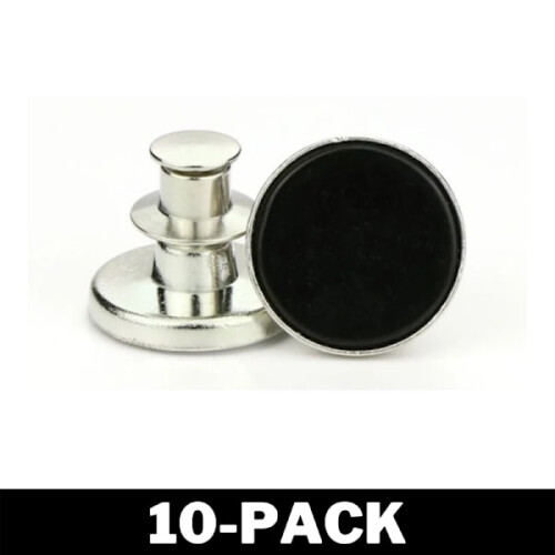 Sew-Free Trouser Buttons - Adjust Size Black Multipack 10-Pack