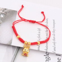Kreatives Geschenk aus handgefertigtem Seil, passend zu chinesischen Armbändern, Jadehasen-Anhänger, handgefertigtes Neujahrsarmband für Damen,