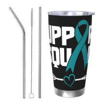 Luna conștientizării cancerului ovarian, pahar din oțel inoxidabil, cană de cafea de călătorie de 20 oz, cană termică portabilă cu capace