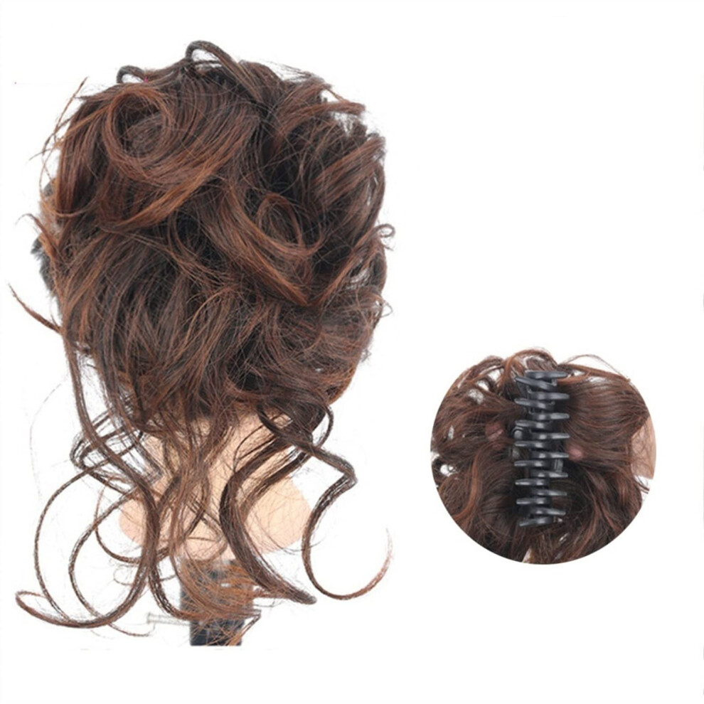 Unisex Curly Wavy Synthetic Hair Bun With Secure Claw Clip, Instant Messy Bun Extension For Women Color 03