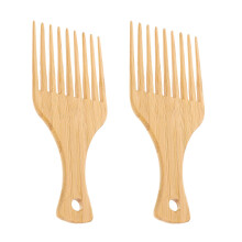 Wide Tooth Bamboo Hair Comb for Detangling Curly or Afro Hair Gentle Scalp Care Ergonomic Handle