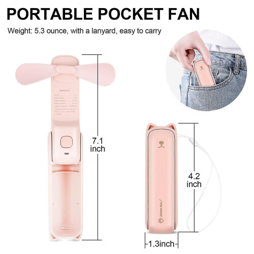 Portable USB Rechargeable Handheld Fan (Pink) 1