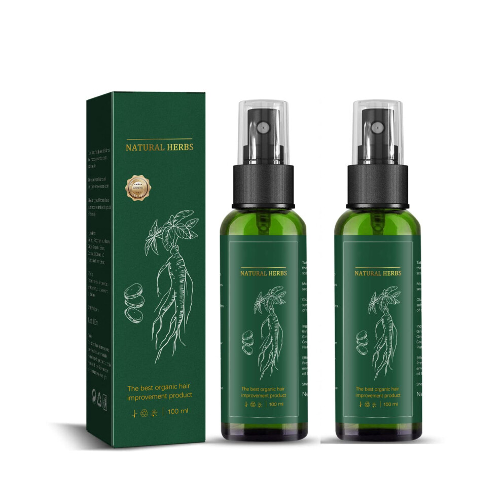 Korean Ginseng Hair Growth Spray and Ginger Hair Regrowth Serum, Boosts Thickness, 2pcs