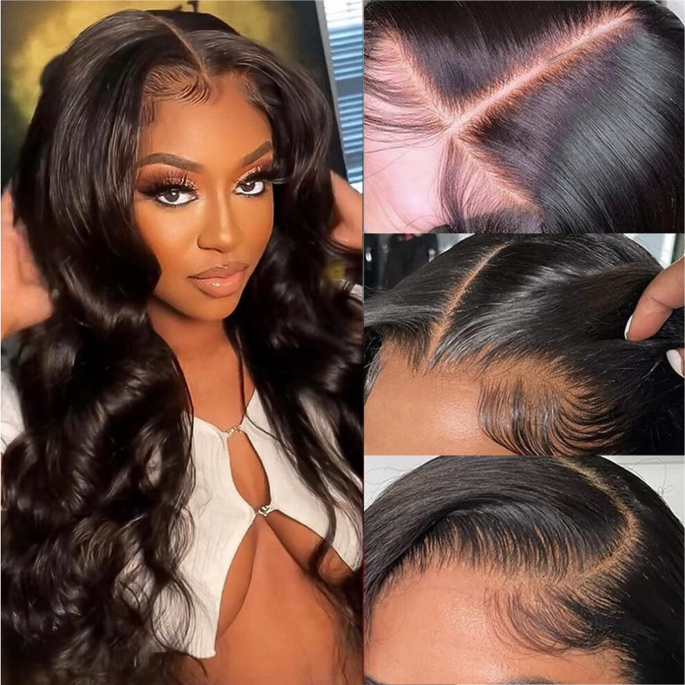 Unisex Black 5X5 Hd Lace Closure Wig Human Hair Body Wave With Invisible Hairline For Women