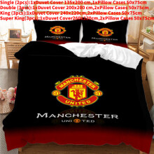 (King(240x220cm)) Digital Manchester Pattern Printed Duvet Cover Pillowcase Bedding Set Bedroom