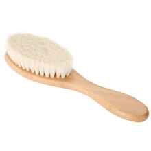 Natural Goat Hair Brush with Soft Bristles and Ergonomic Wooden Handle for Baby Hair and Beard