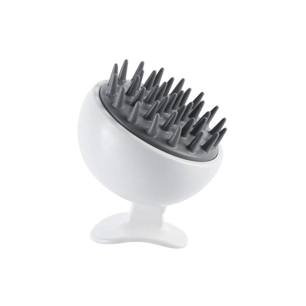 White Scalp Massager Shampoo Brush With Soft Silicone Bristles For Gentle Hair Cleansing And Ergonomic Grip B
