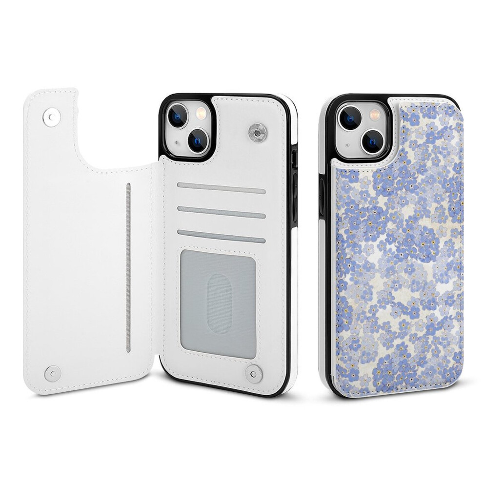 Floral Wallet Case For Iphone 14 Plus, Compatible With Card Holder & Kickstand, Pu Leather Folio With Magnetic Clasp & Shockproof Design, Double 9482828741821