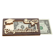 WinysinPiecatle Graduation Gift Holder Class Of 2024 Graduation Cap Holder For Gift Wooden Holder Brown