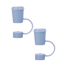 Xubond Kitchen Essentials, Silicone Straw Dust Proof Plug Simple And Cute Milk Tea Shape Cover Decoration Beverage Sealing Straws, Glass Straws