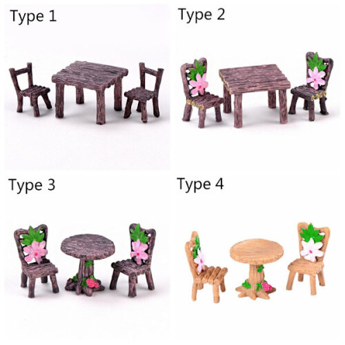 3pcs Table and chairs Miniature miniature Type 1 1