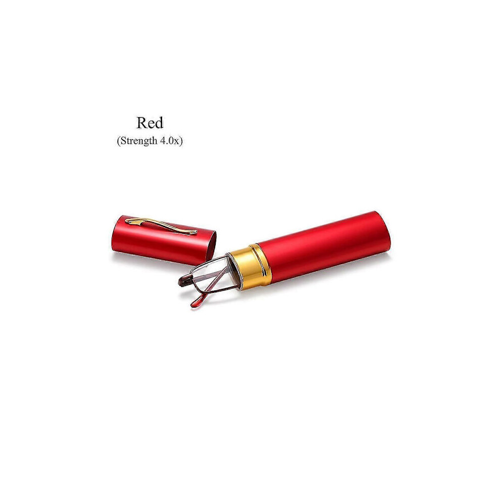 Red Slim Reading Glasses With Pen Clip Tube Case Reader For Men And Women Glasses Strength 2.5X