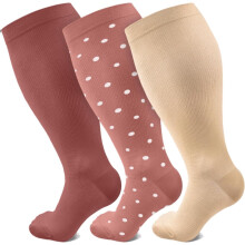 3 Pairs Plus Size Compression Socks for Women Men Wide Calf 20-30 mmHg Extra Large for Circulation Support Recovery,3XL