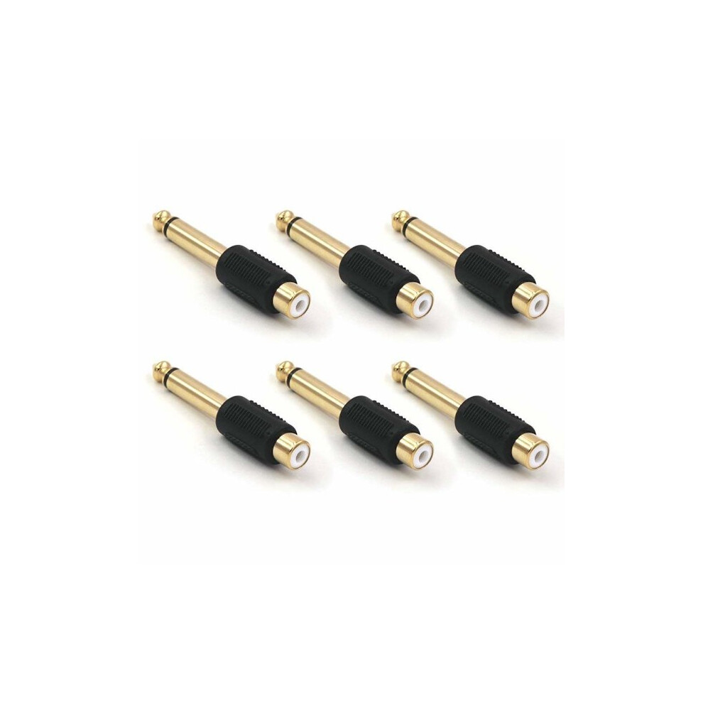 6-Pack 6.35Mm Mono Male To Rca Female Audio AdapterâYux 9482828962011