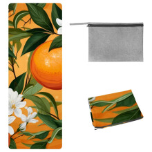 Uterák na podložku na jogu Tangerine s úložným vreckom, 183,8 cm x 66,8 cm, ideálny na jogu, pilates, fitness - deky na jogu, uterák do