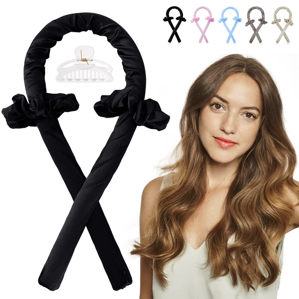 Heatless Hair Curler Silk Curling Ribbon Kit for Long Hair Overnight Styling with Scrunchies and Clips