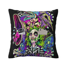 Funda de cojín decorativa de lino con diseño de Beetlejuice, funda de cojín cuadrada para sofá, dormitorio, sillón.
