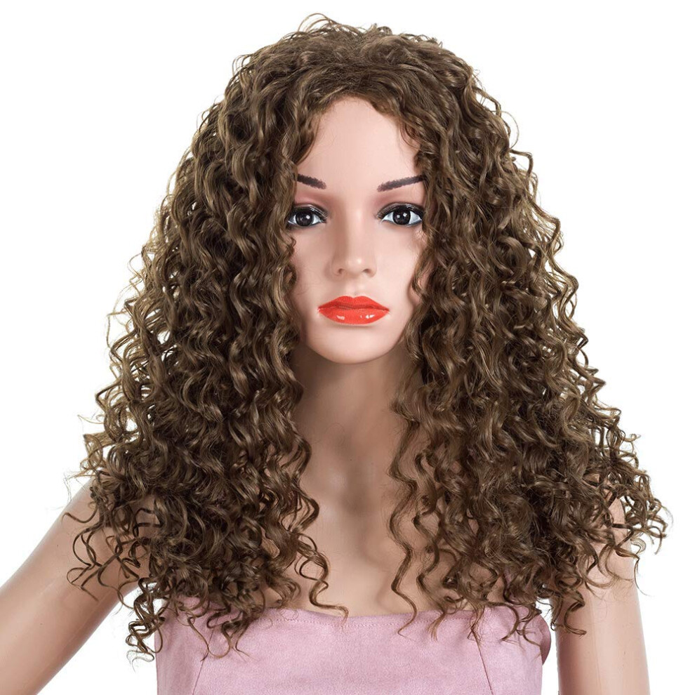 Unisex Afro Kinky Curly Wig For Women 23 Inch Synthetic Heat Resistant Fiber With Full Voluminous Curls