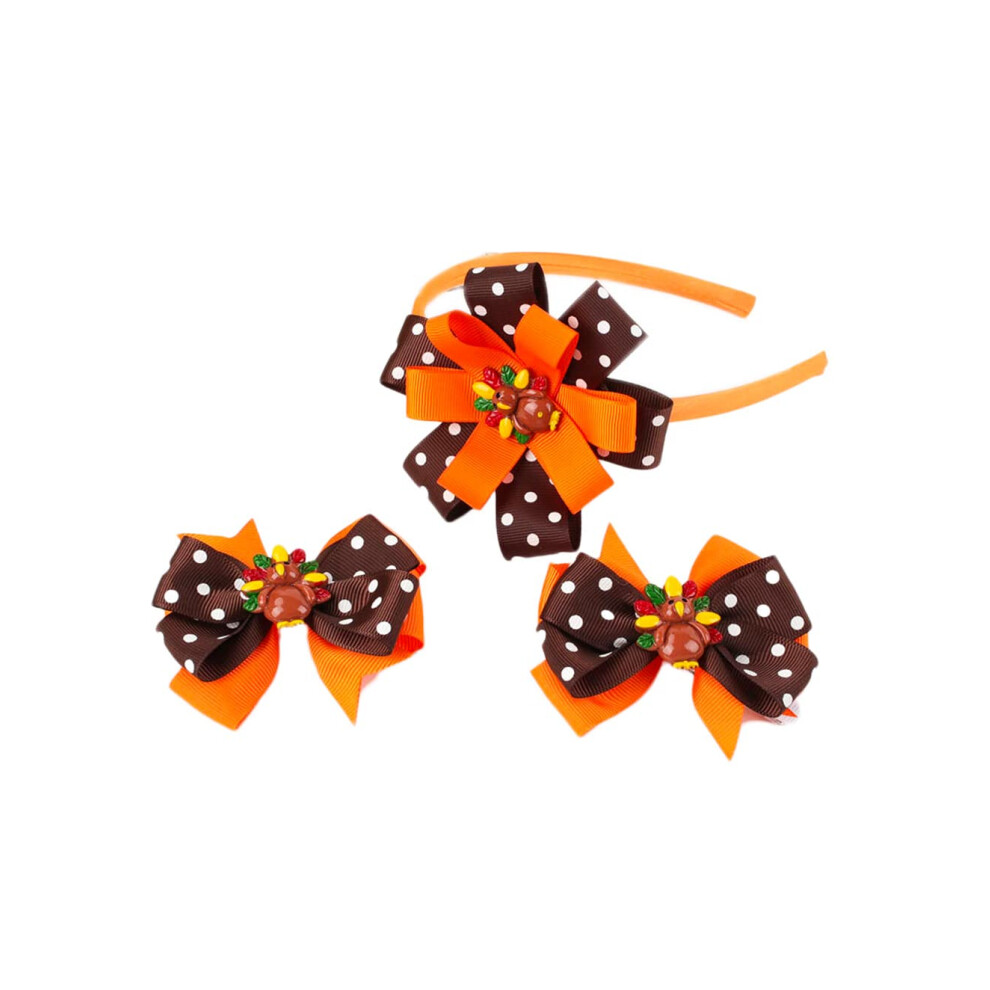 Thanksgiving Hair Accessories Set for Girls with Turkey Bow Clips and Festive Hair Hoop, 3pcs-image-OPC-PQZJ5Q5-NEW
