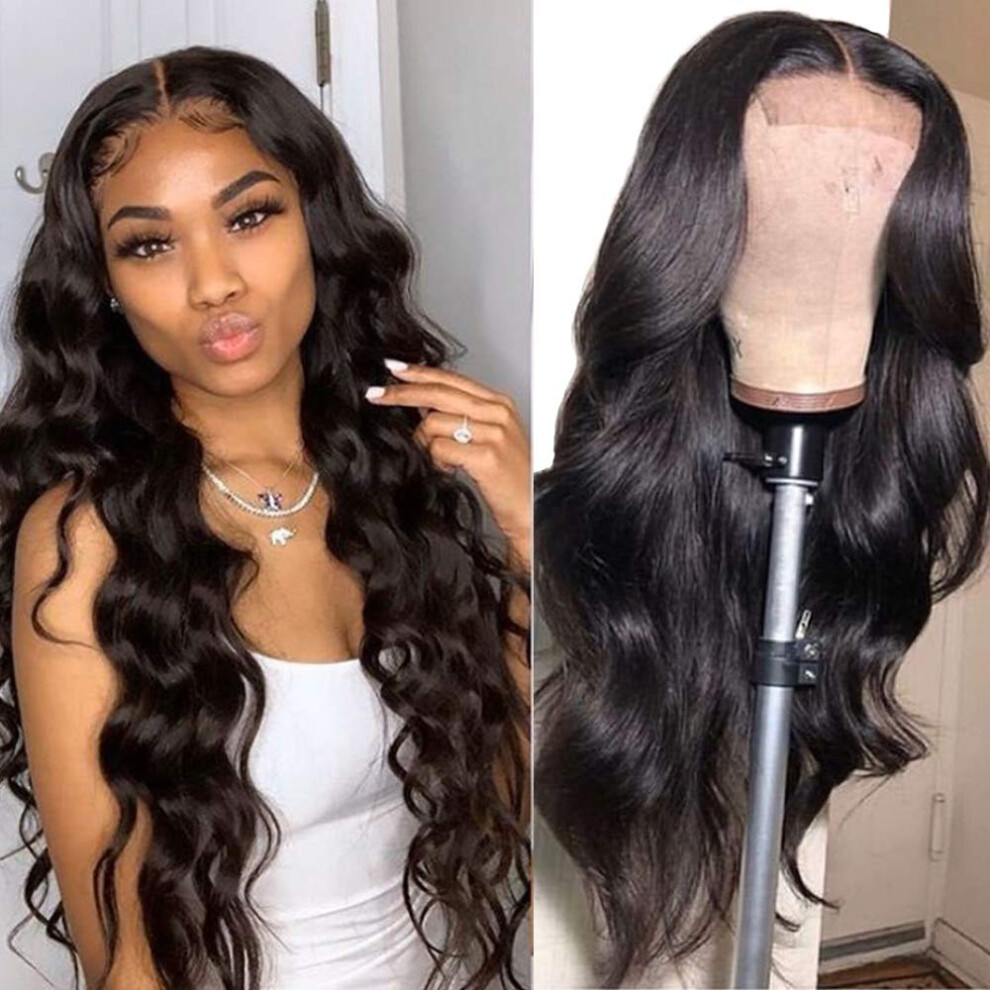 4x4 Lace Front Human Hair Wig Body Wave with Baby Hair Natural Hairline for Black Women 10inch