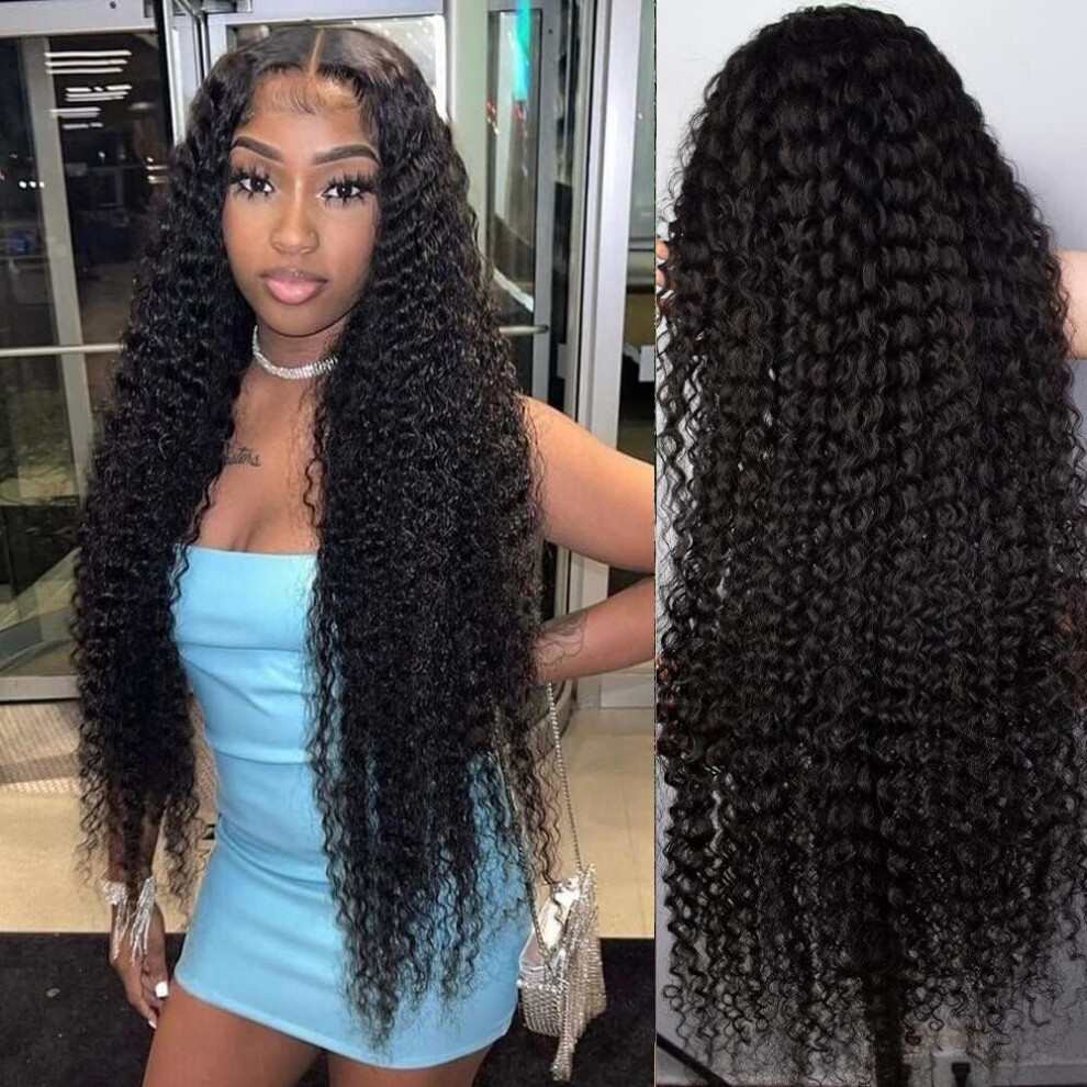 Unisex Curly Human Hair Wig 13X4 Lace Front Glueless Pre Plucked Hd Lace 180% Density 24 Inch