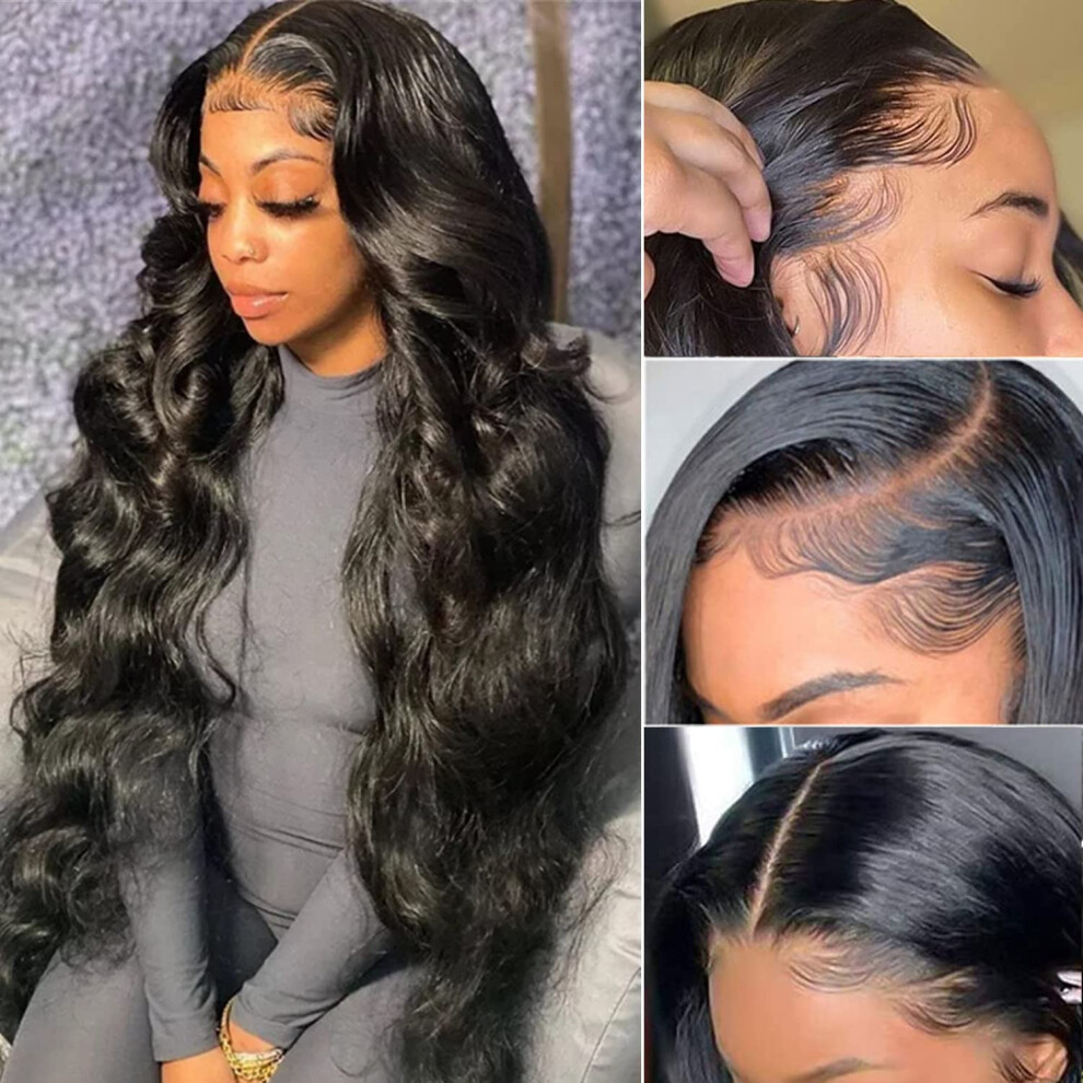 Unisex 13X6 Lace Front Wig Brazilian Human Hair 38 Inch Body Wave Hd Lace Pre Plucked Glueless