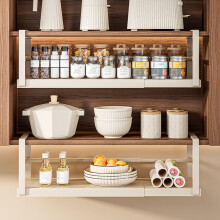 SUSUchens Expandable Under Shelf Storage Rack, Compatible with Punch-free Hanging, Slide-in Organizer, Black, Size L
