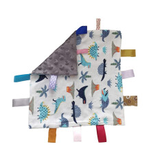 Baby Soothing Sensory Security Blanket & Soft Plush Lovey Toy with Closed Ribbon Tags Lovey Soft Comfort Blanket