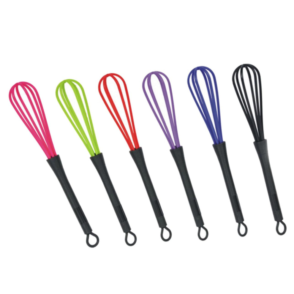 6PCS Plastic Balloon Whisk Set with Hook Handle for Baking Cooking and Hair Dye Mixing Random Color