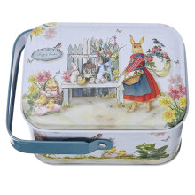 Easter Cookie Jar,Vintage European Style Iron Cookie Jars,Tinplate Box,Gift Basket Box for Party,Retro Storage Boxes with Handles Home Decoration