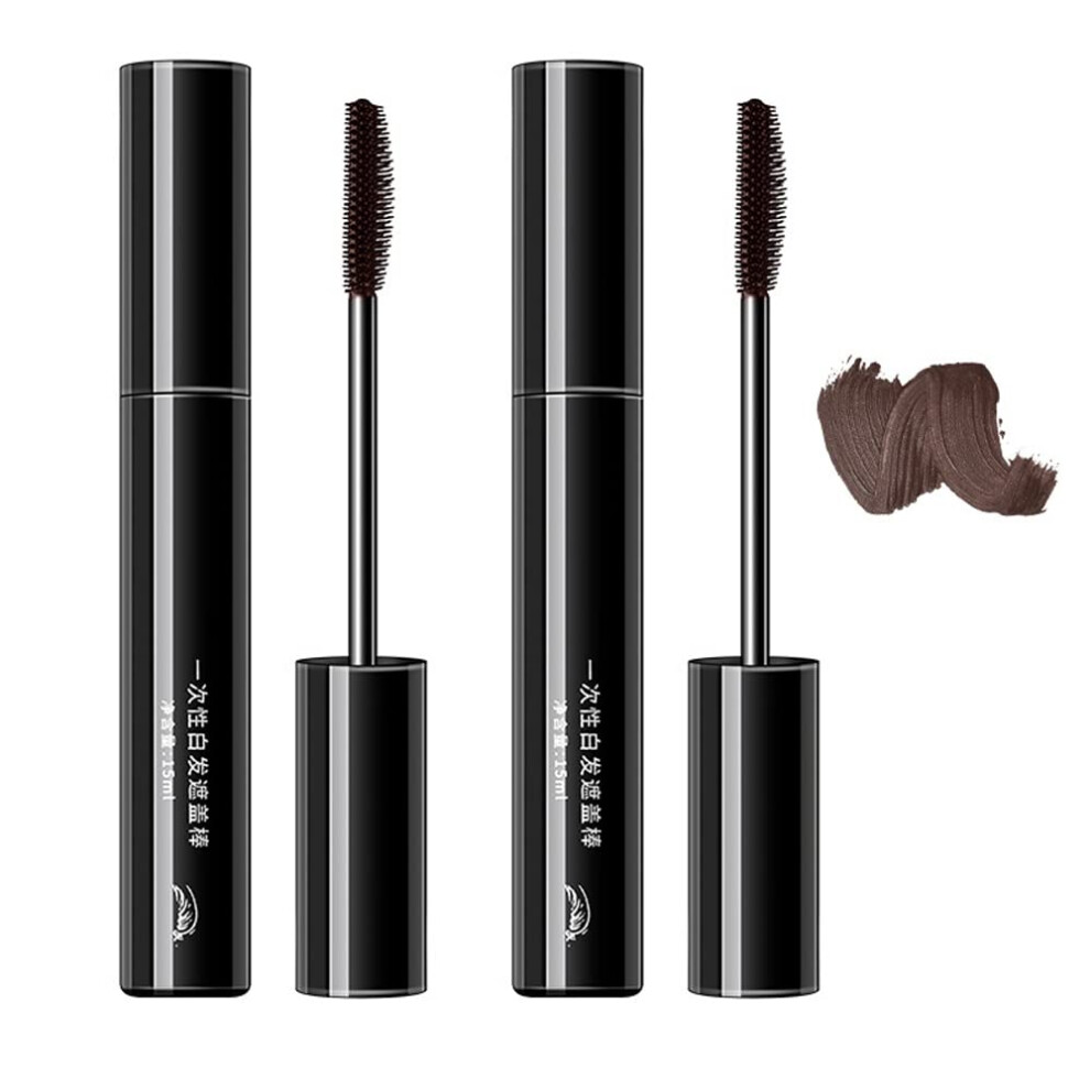 Brown Hair Dye Stick Set 2Pcs Â Instant Gray Root Touch Up And Temporary Hair Color Pen 15Ml