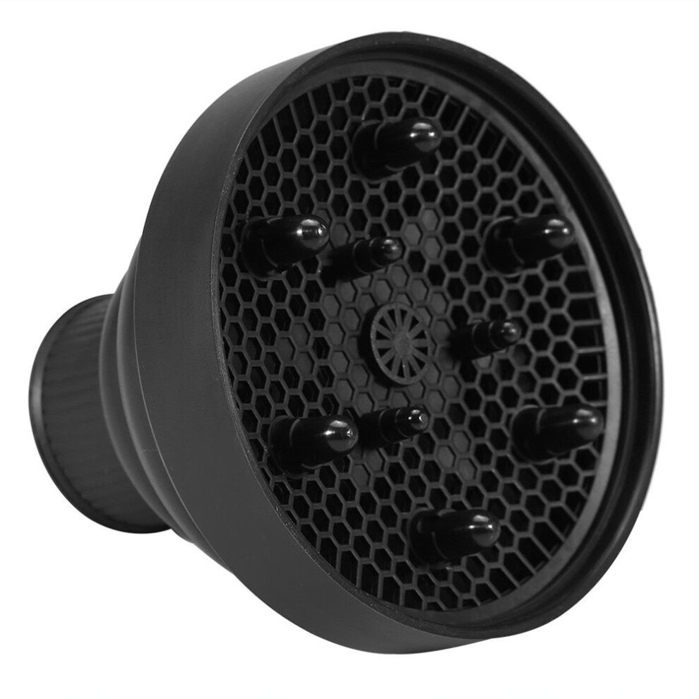 Black Foldable Silicone Hair Dryer Diffuser Attachment For Curly Hair, Heatresistant, Travelfriendly