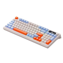 Jixopn Bluetooth 5.0/2.4G Dual Mode RGB Keyboard, 94 Keys Compact with Battery Display, Multimedia Knob, Compatible with Windows OS