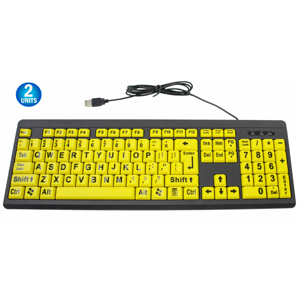 Big Bright Easy-See Keyboard, High Contrast With Oversized Letters, Compatible With Usb, Ideal For Seniors & Visually Impaired Users Yellow/Black 9482828747380
