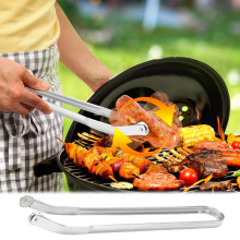 Keukentang van roestvrij staal, 48 cm lang, met antisliphandvat, hittebestendig voor barbecueën, grillen en serveren.