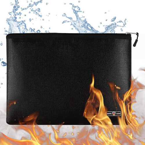 Waterproof and fireproof document bag with zipper, essential document organizer for travel