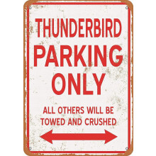 Thunderbird - Stationnement réservé - Affiche décorative murale vintage pour garage ou extérieur, style rétro