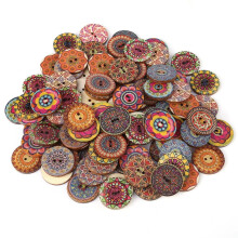 Yosoo 100 stuks vintage houten knopen met gemengde patronen en 2 gaatjes voor doe-het-zelf naaiprojecten, decoratief, 25 mm, decoratieve knopen,