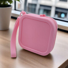 Waterdichte portemonnee, muntzakje, mini-rits, siliconen organizer, reisetui, koptelefoontasje, roze